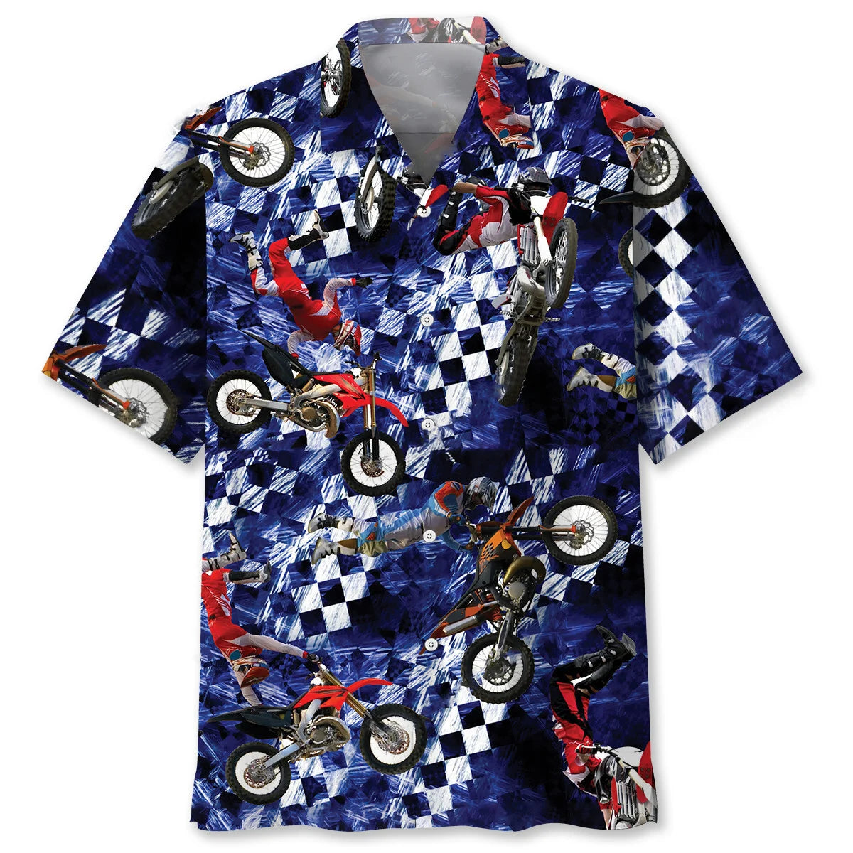 Blue Racing Dirt Bike Hawaiian Shirt