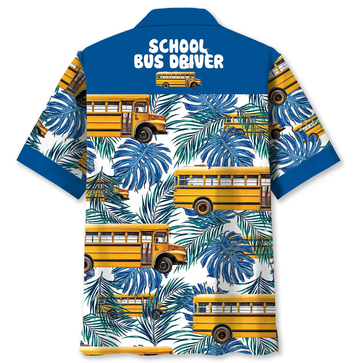 Blue School Bus Driver Hawaiian Shirt