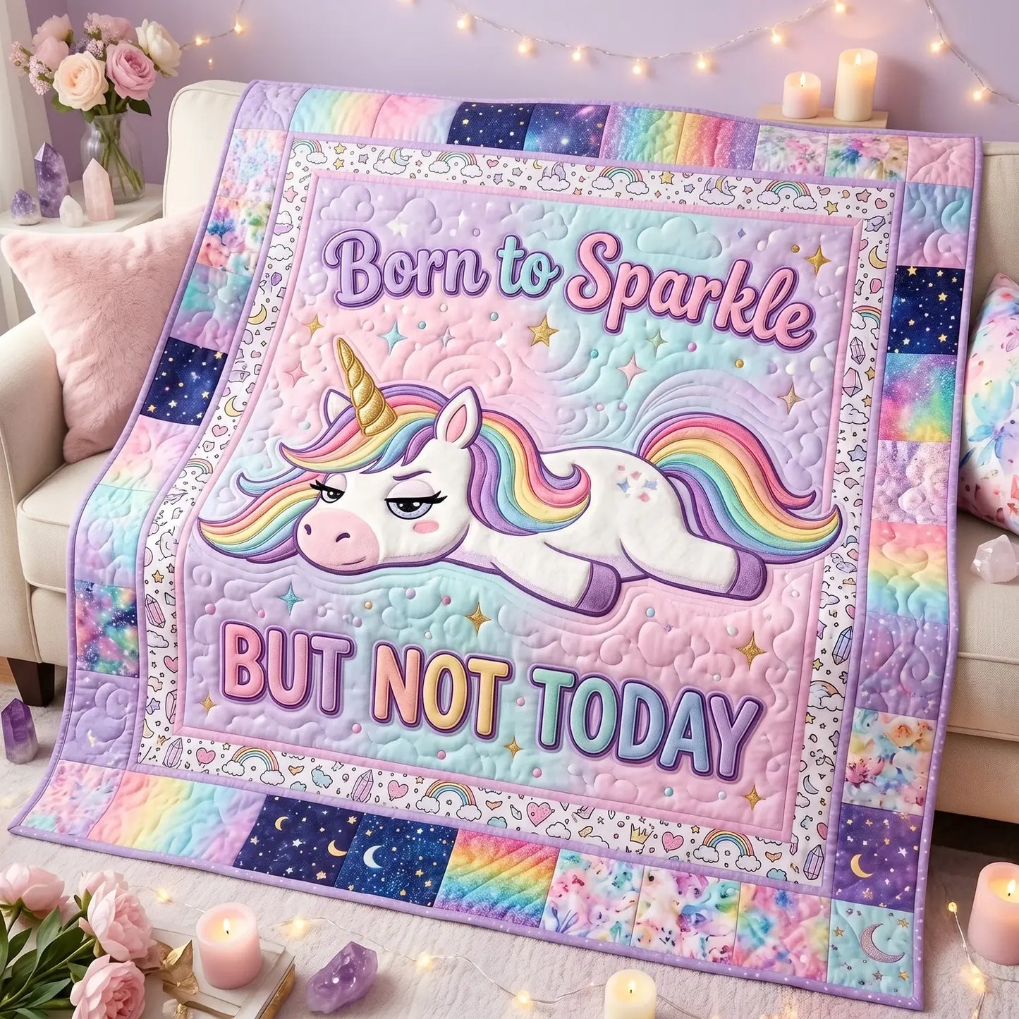Born To Sparkle But Not Today Quilt Blanket