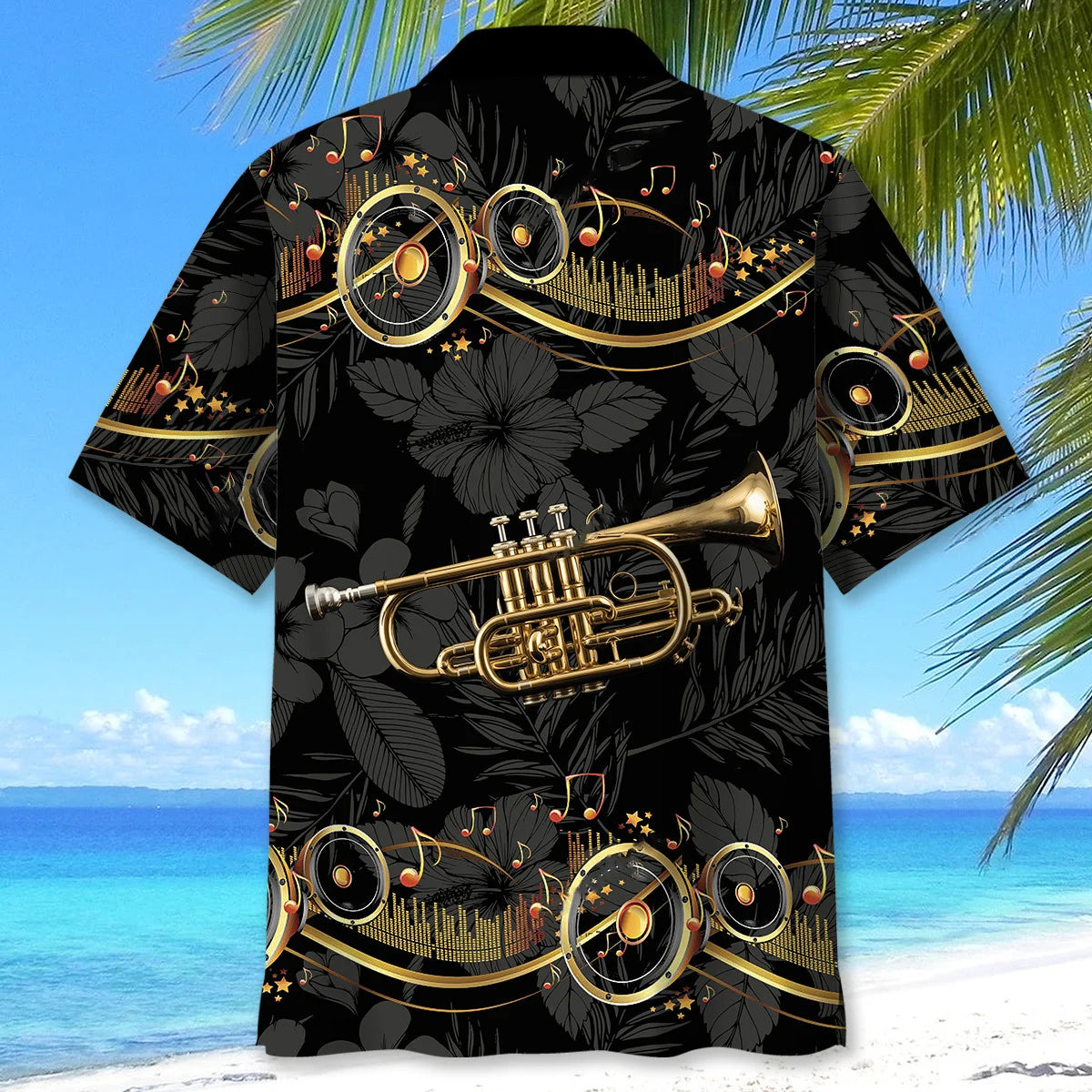 Brass Cornet Black Hawaiian Shirt