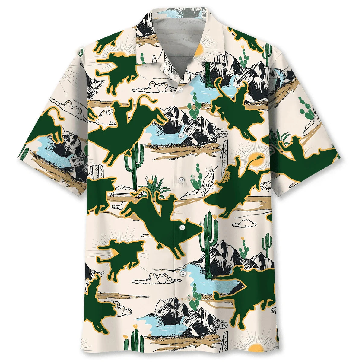 Bull Riding Desert Hawaiian Shirt
