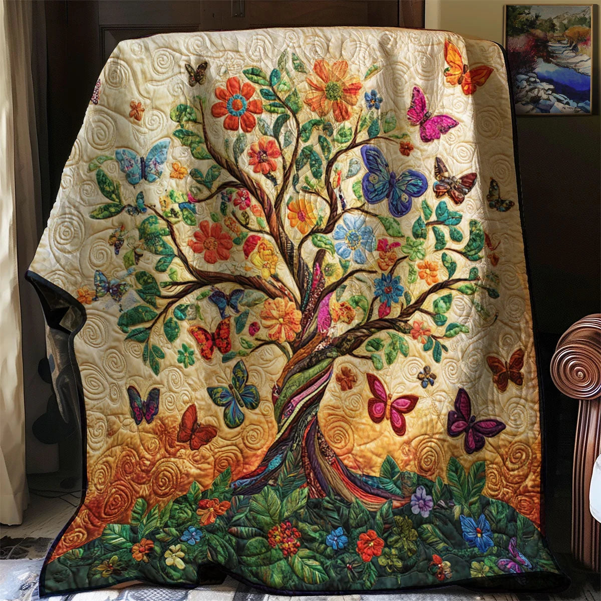 Butterfly Tree Of Life Quilt Blanket