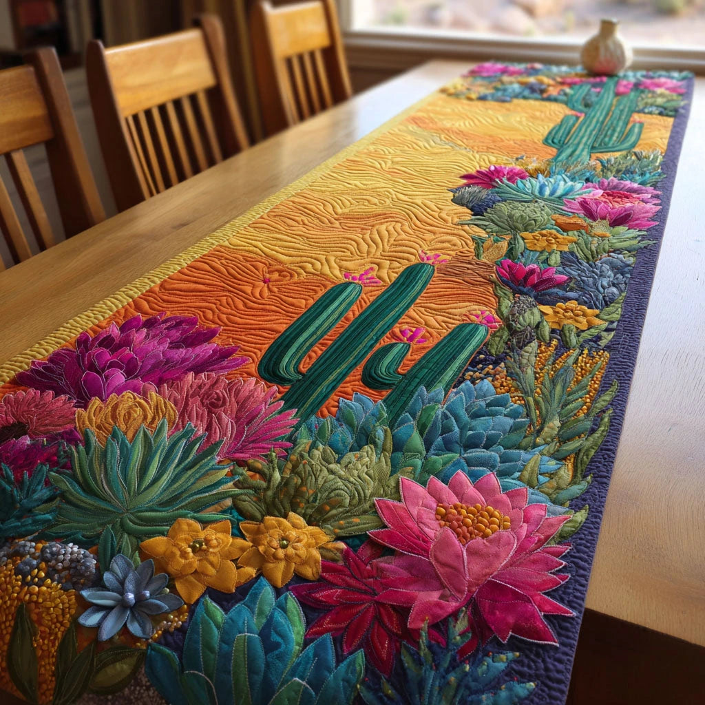 Cactus Glow Quilted Table Runner