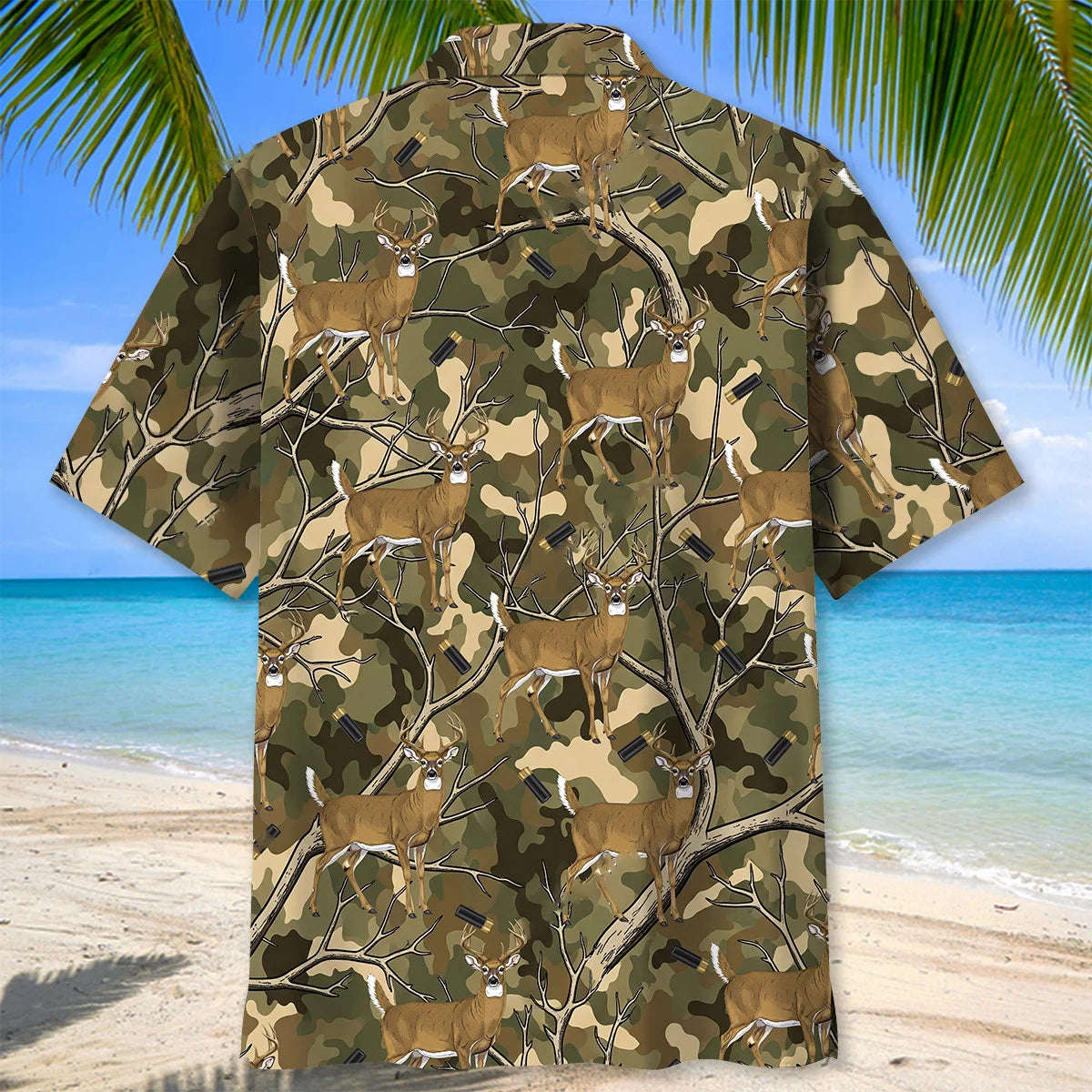 Camouflage White Tailed Deer Hunting Hawaiian Shirt