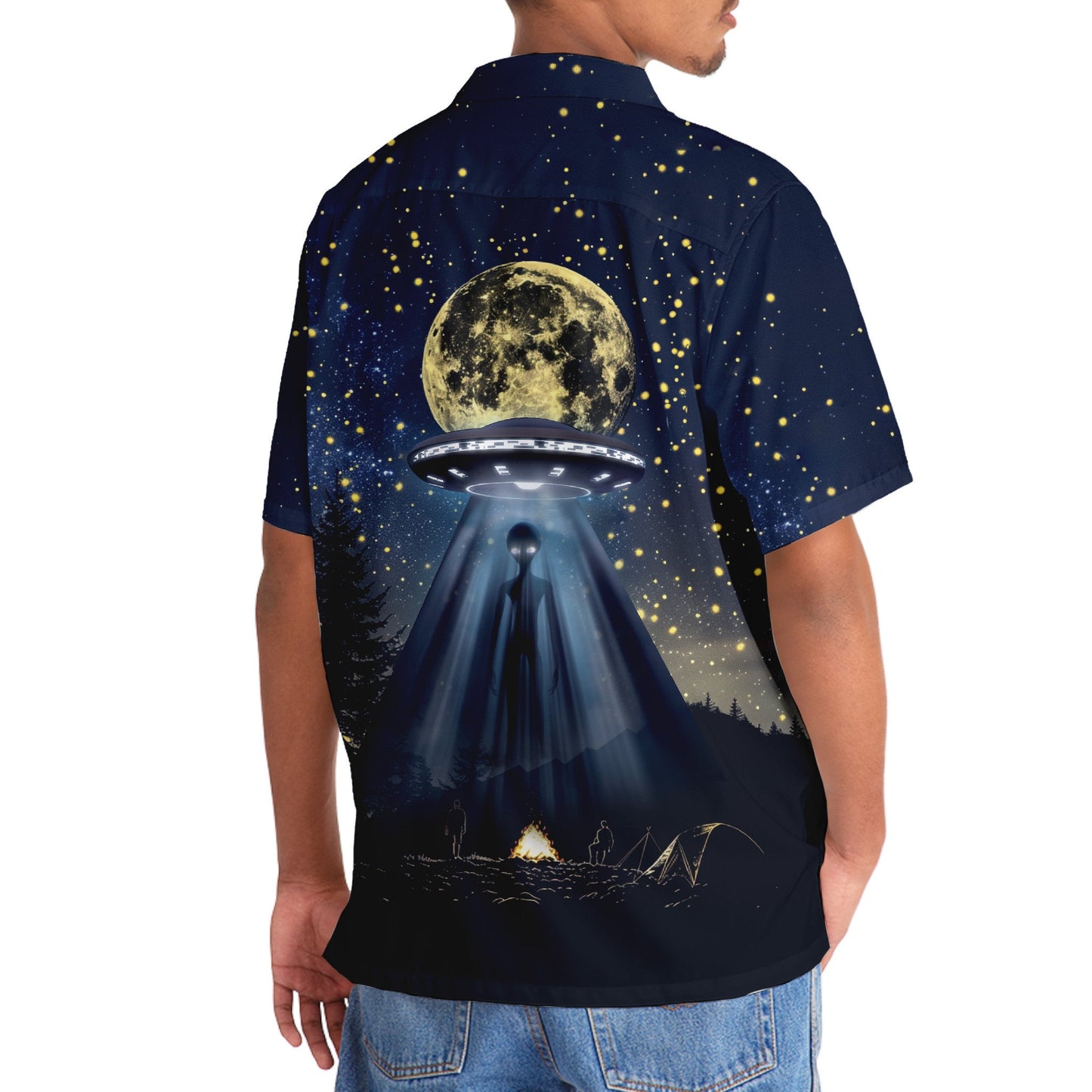 Camping Alien at Campsite Hawaiian Shirt