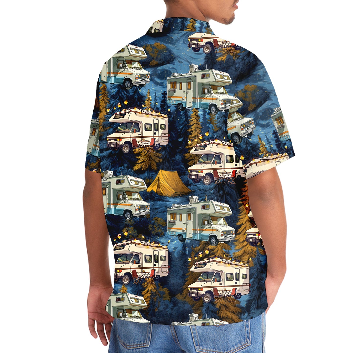 Camping Car Night Forest Hawaiian Shirt - 3XL - hawaiian shirt