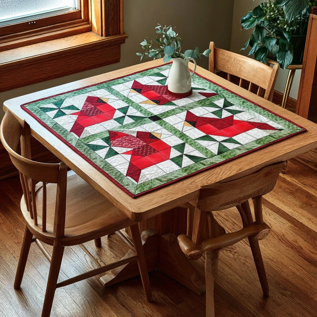 Cardinal Christmas Quilted Table Topper