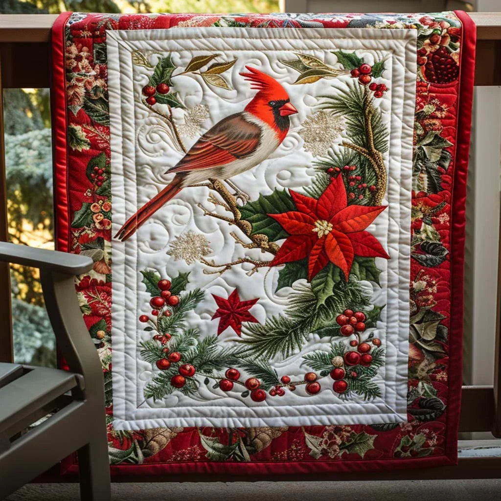 Cardinal Harmony Quilt Blanket - Quilted Blanket by OtterMia