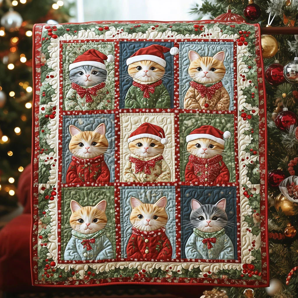 Cat Christmas Quilt Blanket