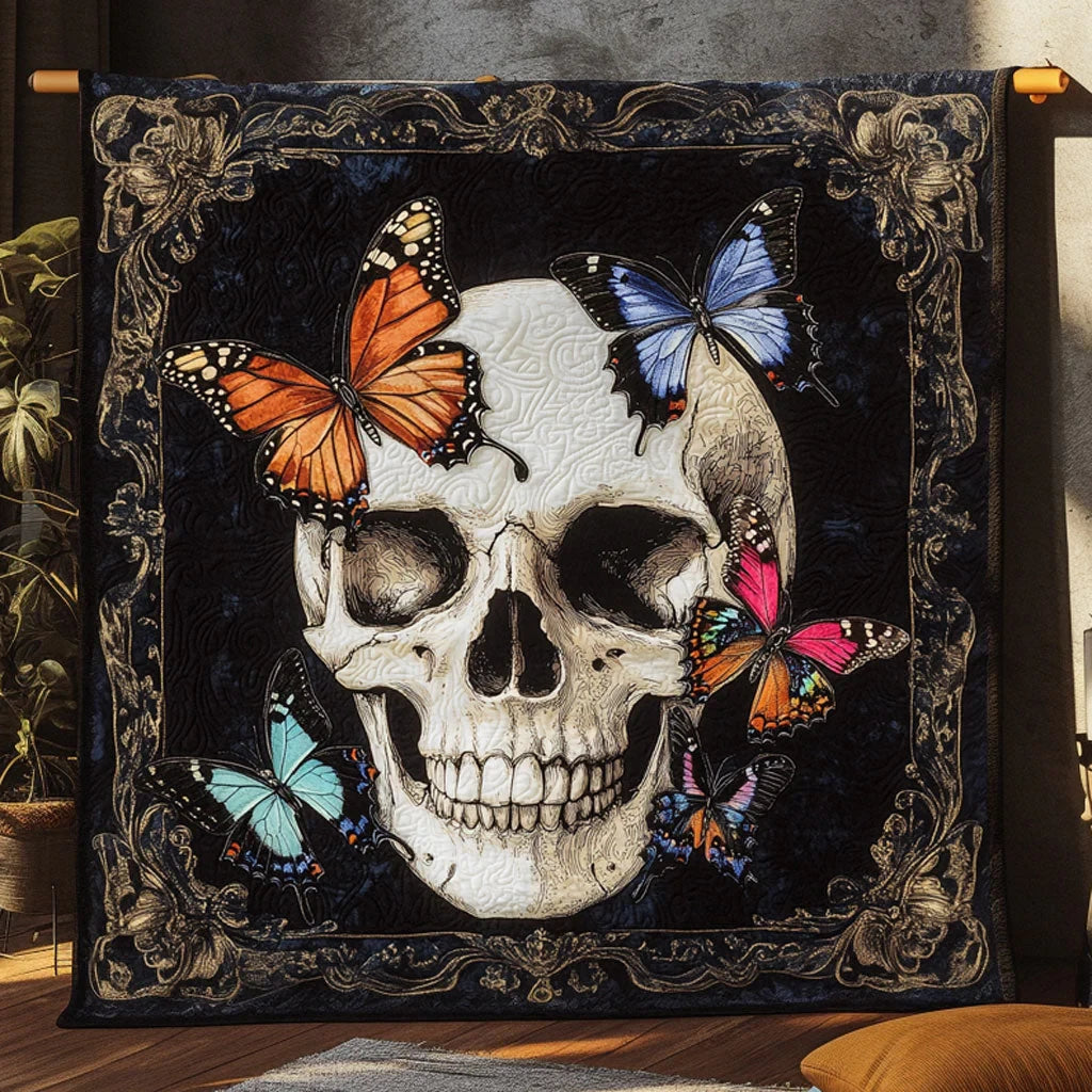 Celestial Skull Butterfly Quilt Blanket