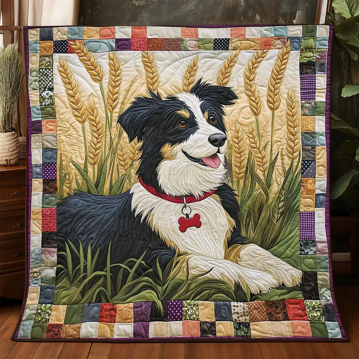 Charming Border Collie Quilt Blanket