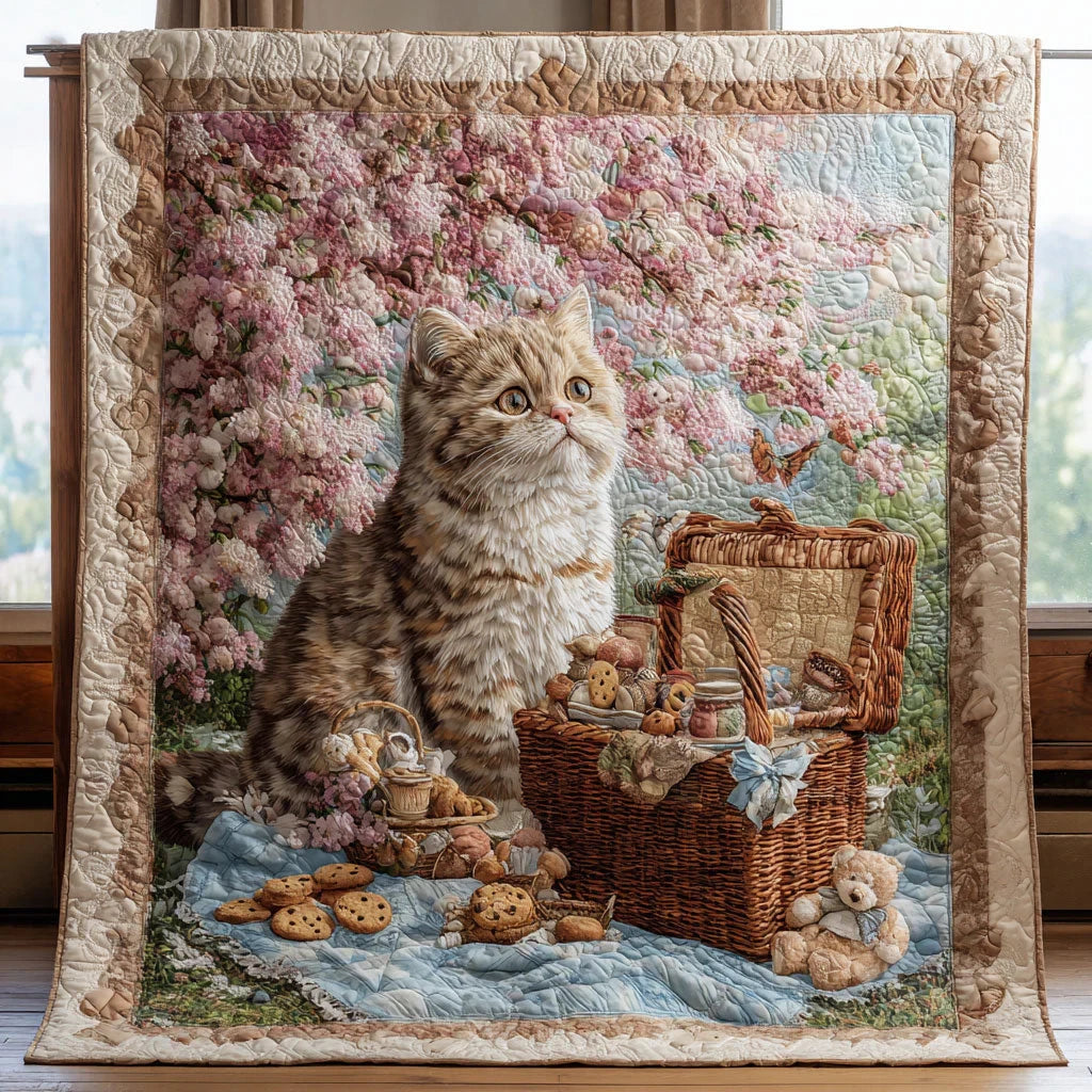 Cherry Blossom Picnic Quilt Blanket