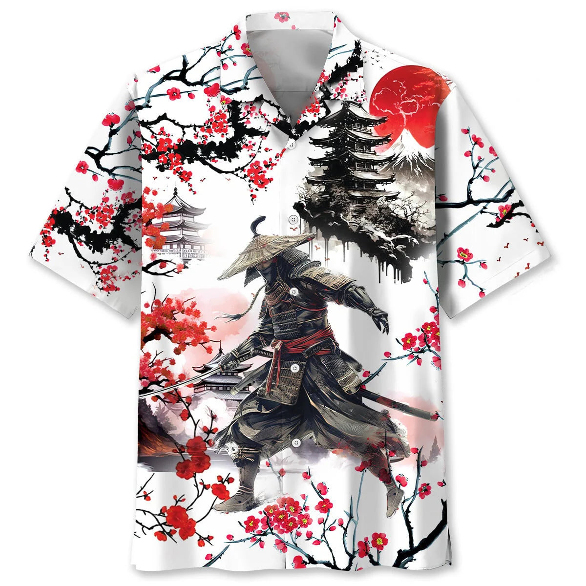 Cherry Blossom Samurai Hawaiian Shirt