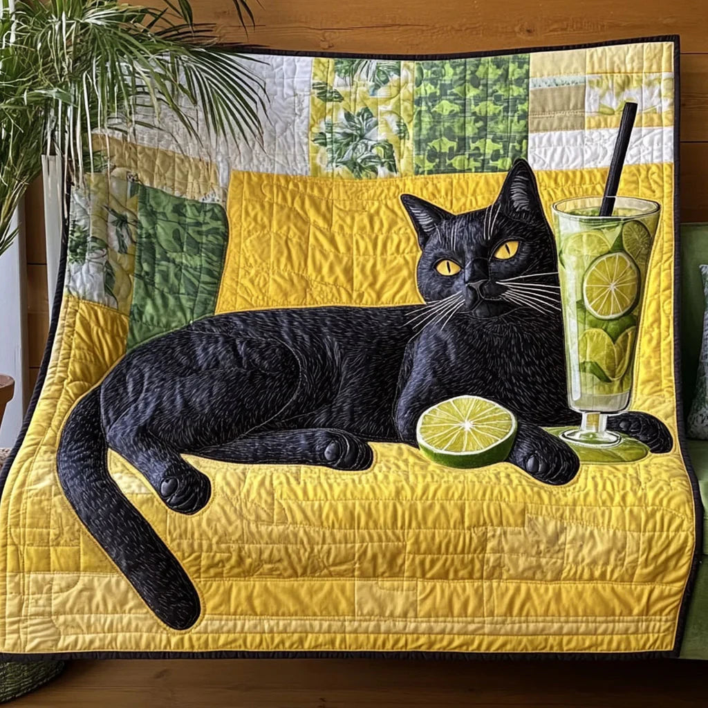 Chill Cat Lemon Quilt Blanket