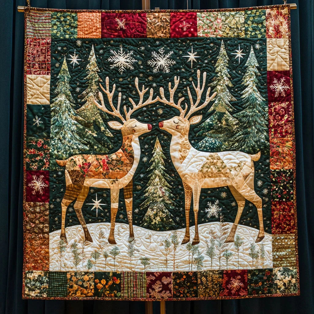 Christmas Deer Quilt Blanket