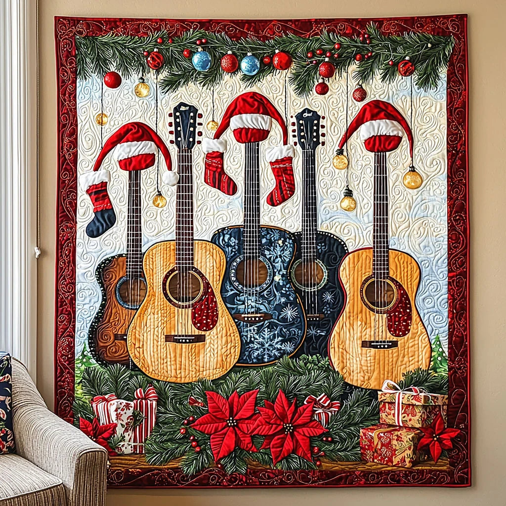 Christmas Guitar Quilt Blanket