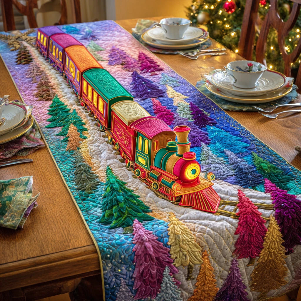 Christmas Locomotion Quilted Table Runner