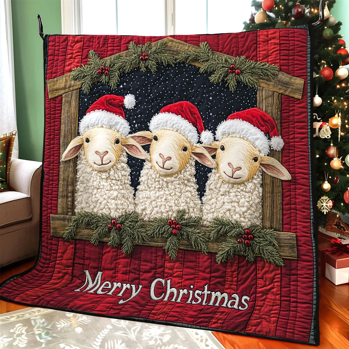 Christmas Sheep Charm Quilt Blanket