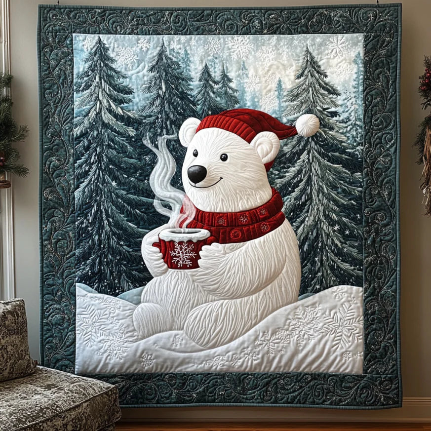 Christmas White Bear Quilt Blanket