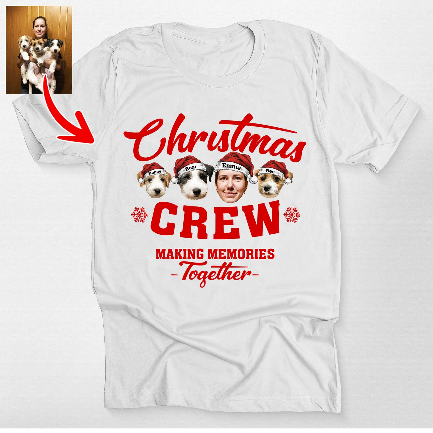 Christmas Squad Custom Dog Bella Canvas T-Shirt Fo, custom pet portrait gift for pet lovers (view 4)