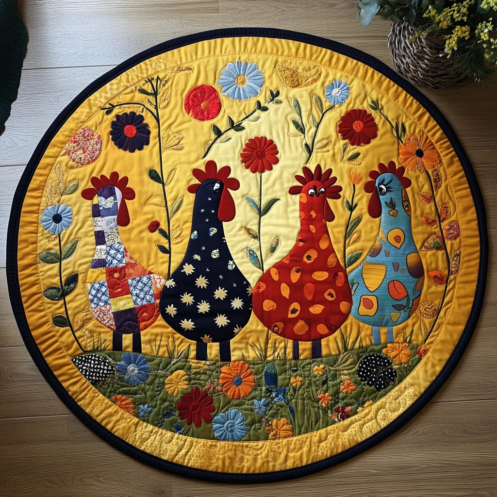 Cluck and Cuddle Quilted Round Mat