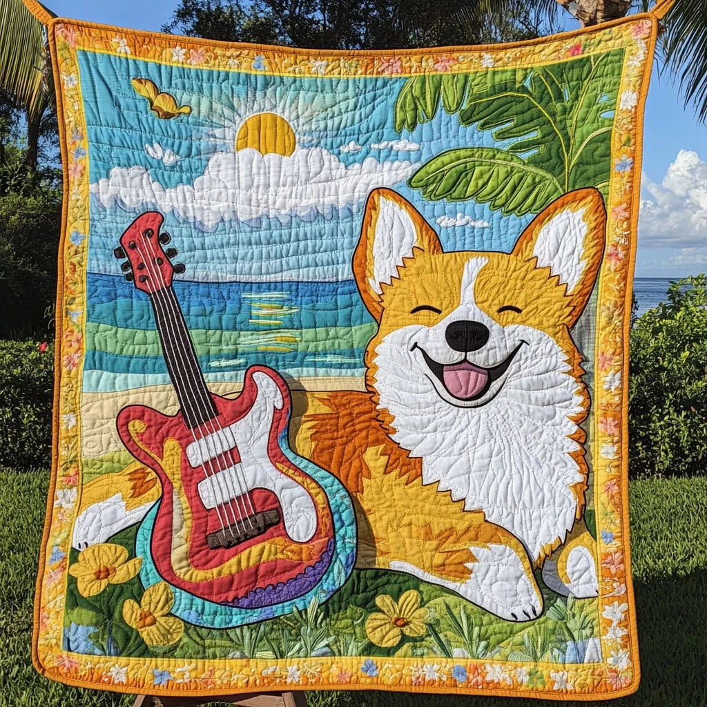 Corgi Happy Tune Quilt Blanket