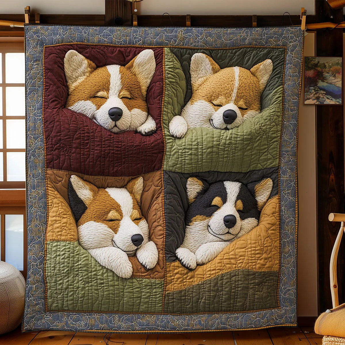 Corgi Moments Quilt Blanket