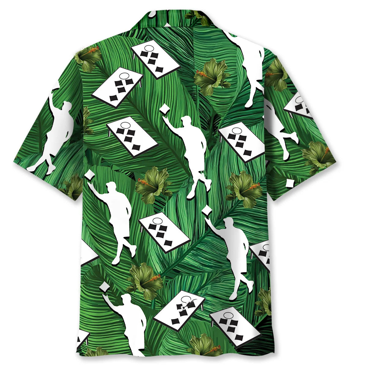 Cornhole Player Hibiscus Green Hawaiian Shirt