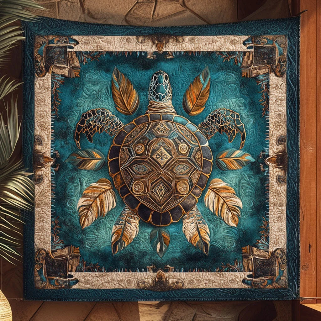 Cosmic Turtle Quilt Blanket