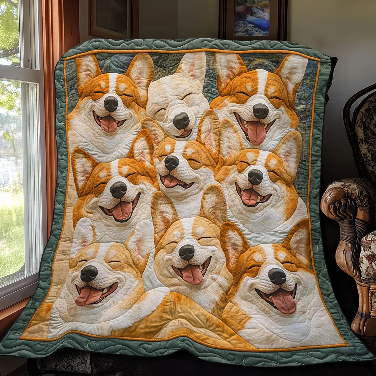 Cozy Corgi Quilt Blanket