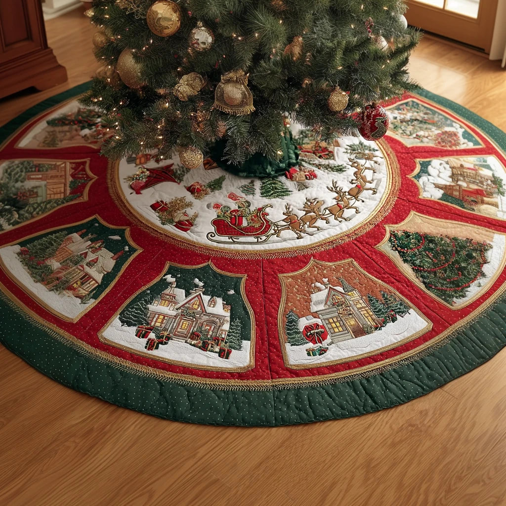 Cozy Night Christmas Quilted Tree Skirt