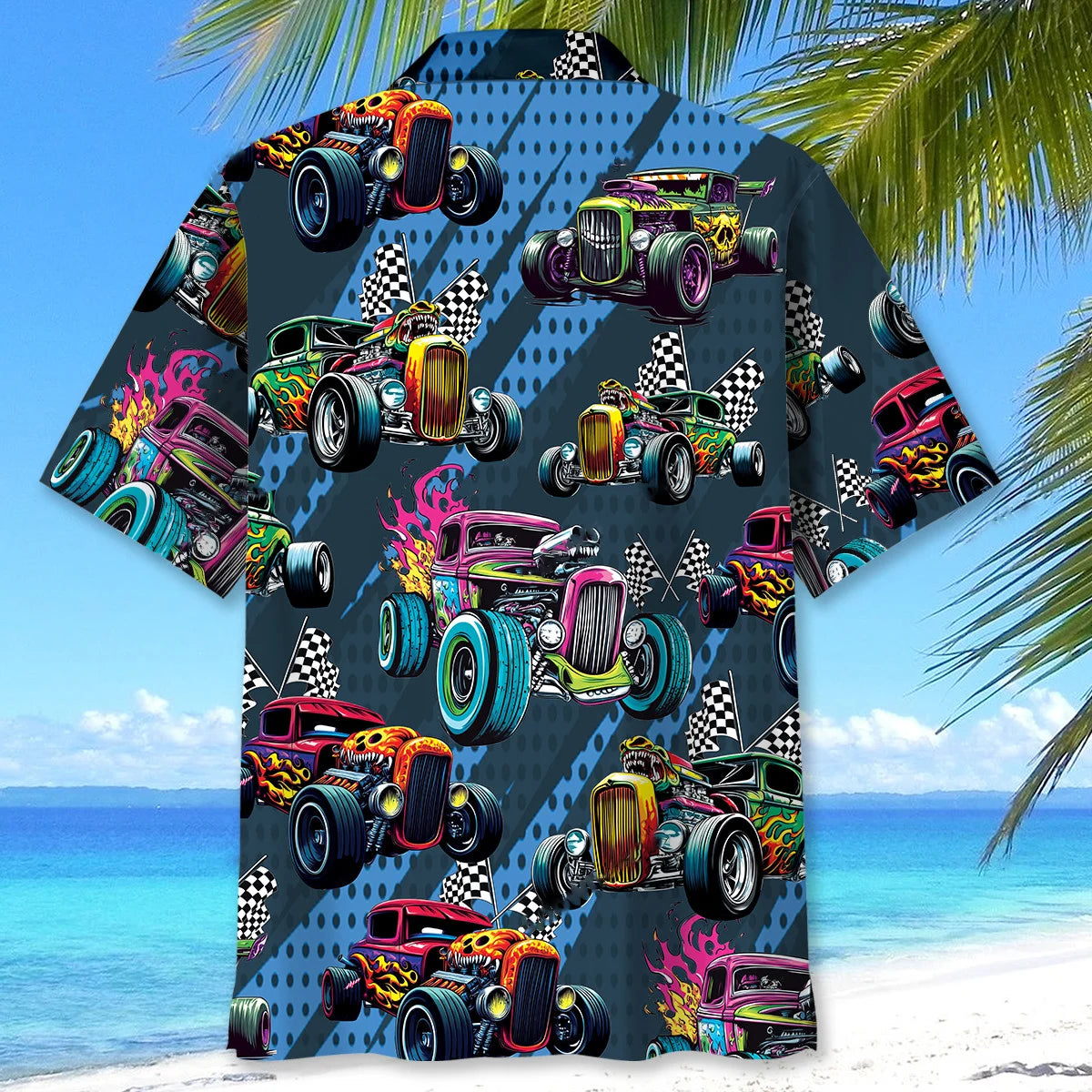 Crazy Hot Rod Drag Racing Hawaiian Shirt