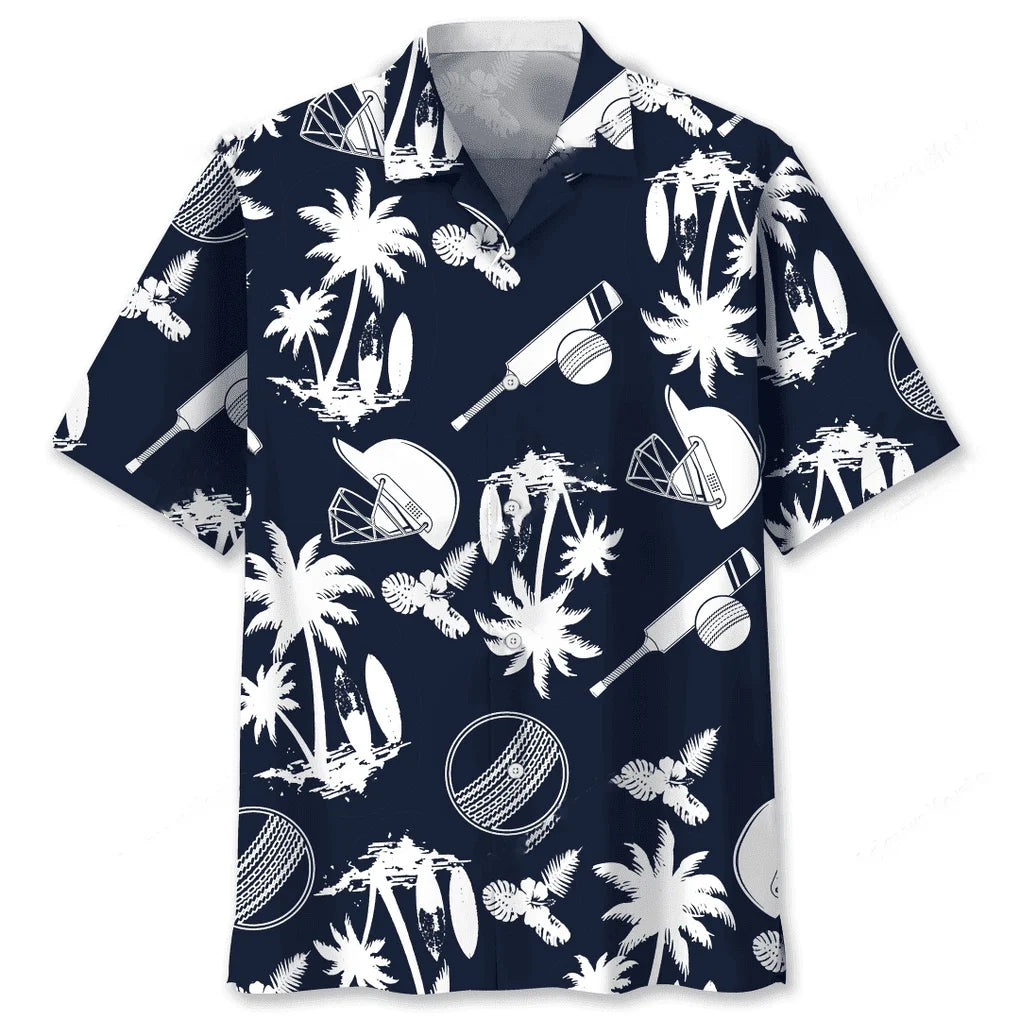 Cricket Black White Hawaiian Shirt