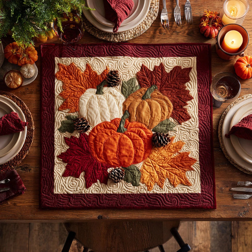 Crimson Fall Quilted Table Topper