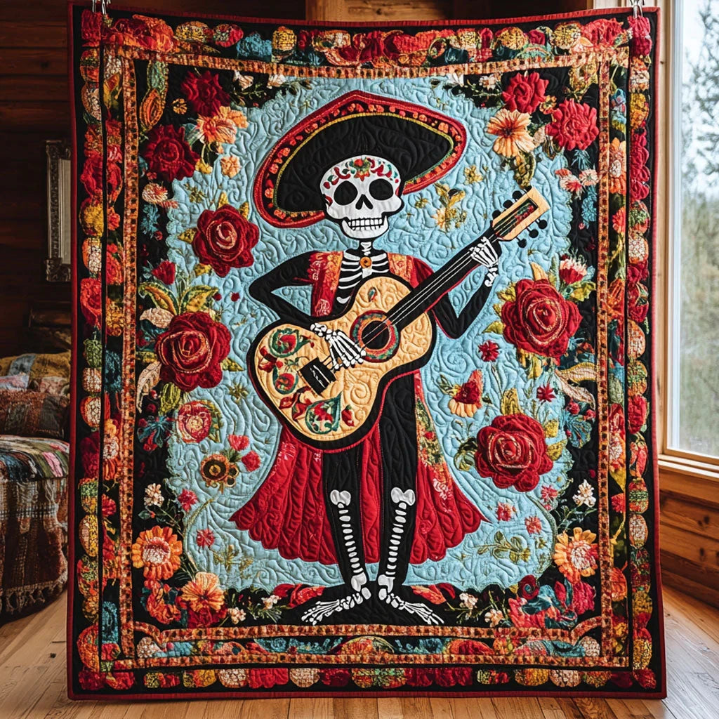 Crimson Strings Quilt Blanket