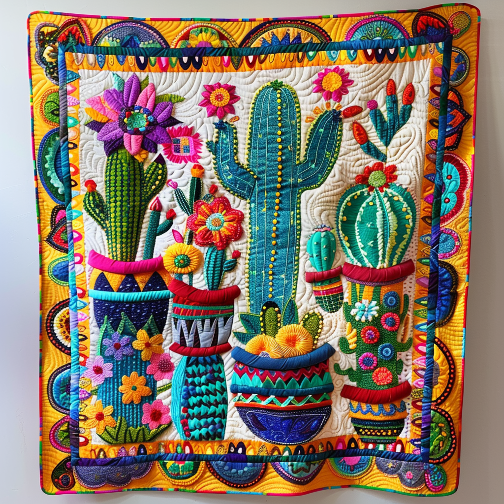Saguaro Splendor Cactus Quilted Blanket - Throw (55" x 60")