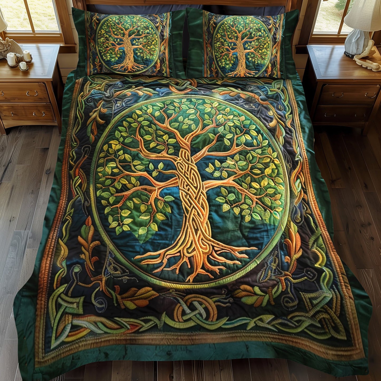 Celtic Tree of Life Art 3-Piece Quilted Bedding Set - Single (59" x 70")
