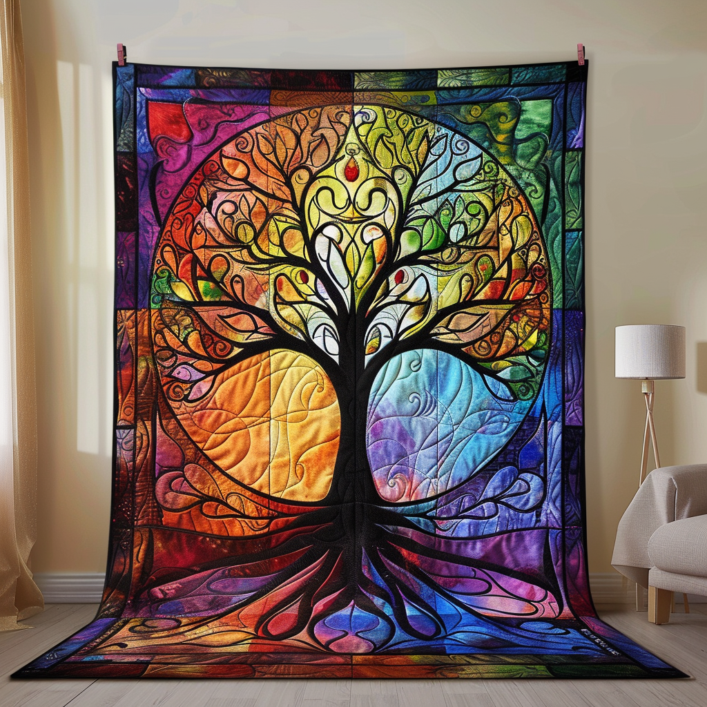 Celtic Tree of Life Art Quilted Blanket - Throw (55" x 60")