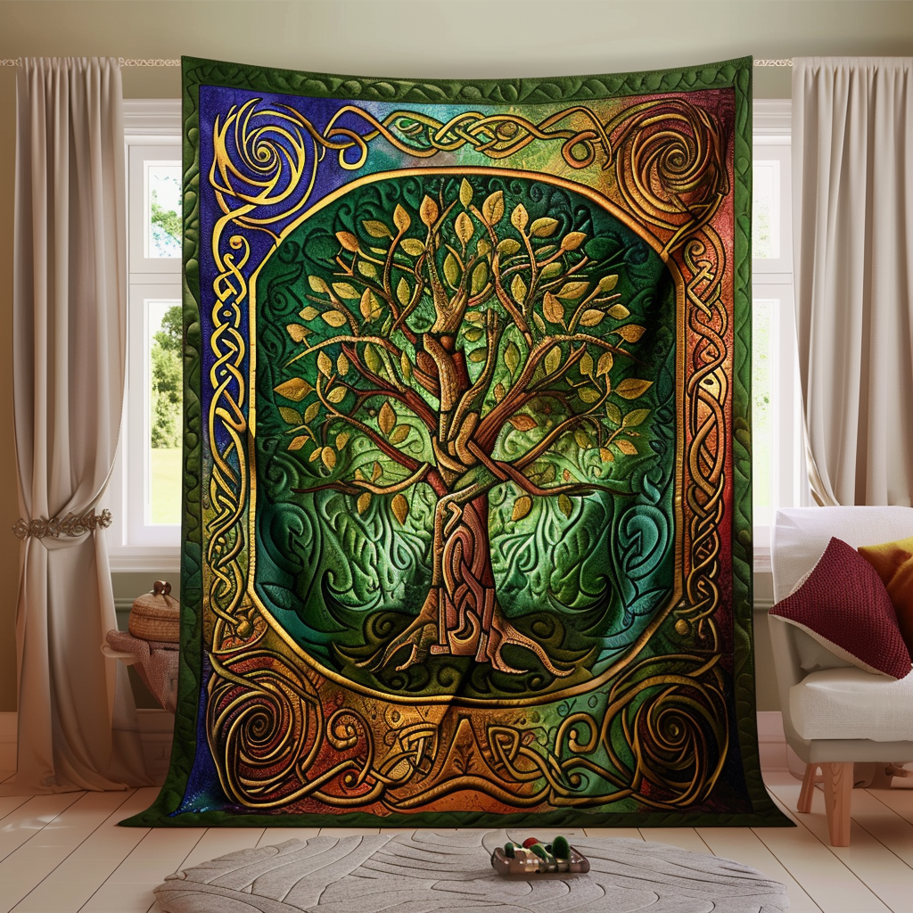 Celtic Heritage Tree of Life Quilted Blanket - Throw (55" x 60")