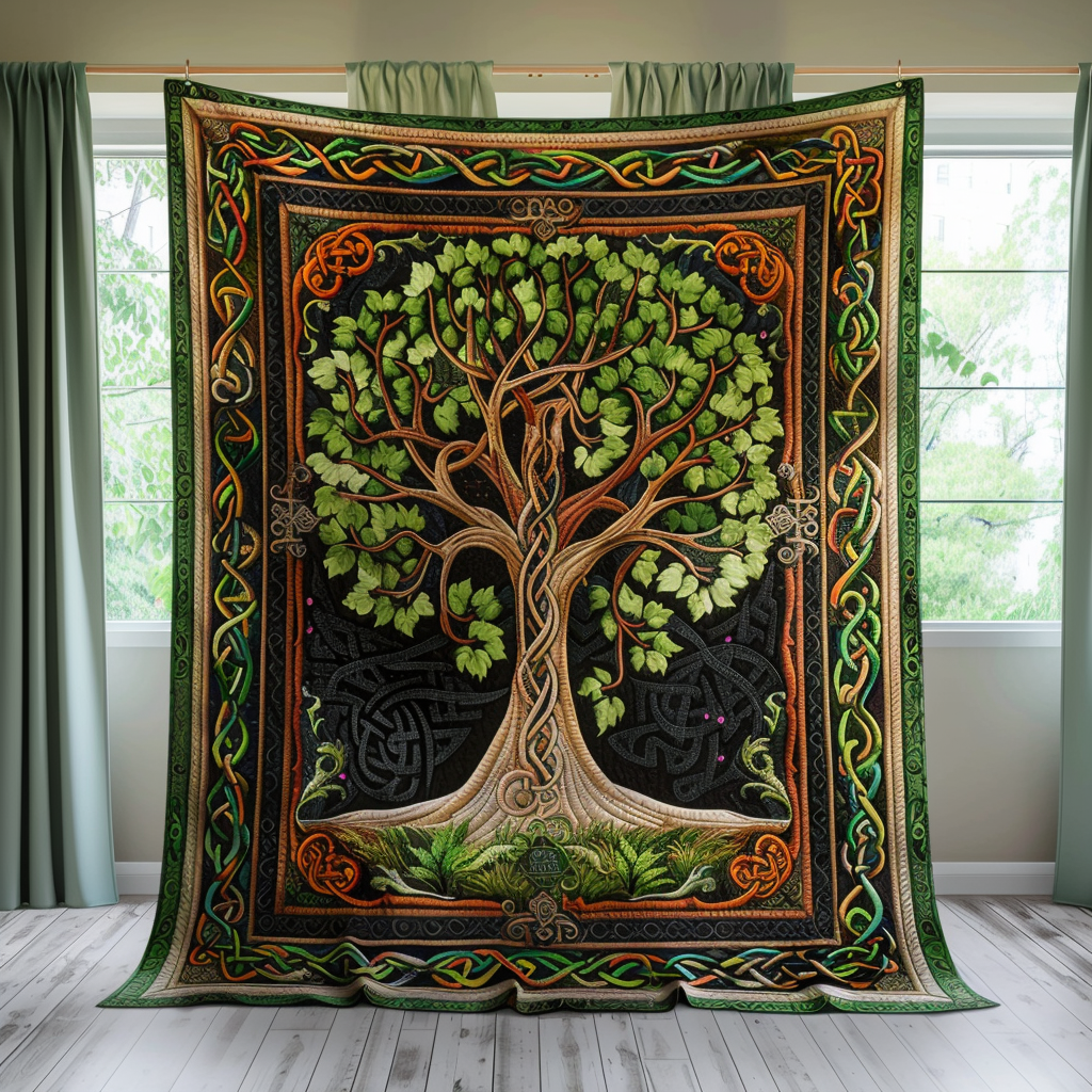 Celtic Tree of Life Art Quilted Blanket - Throw (55" x 60")