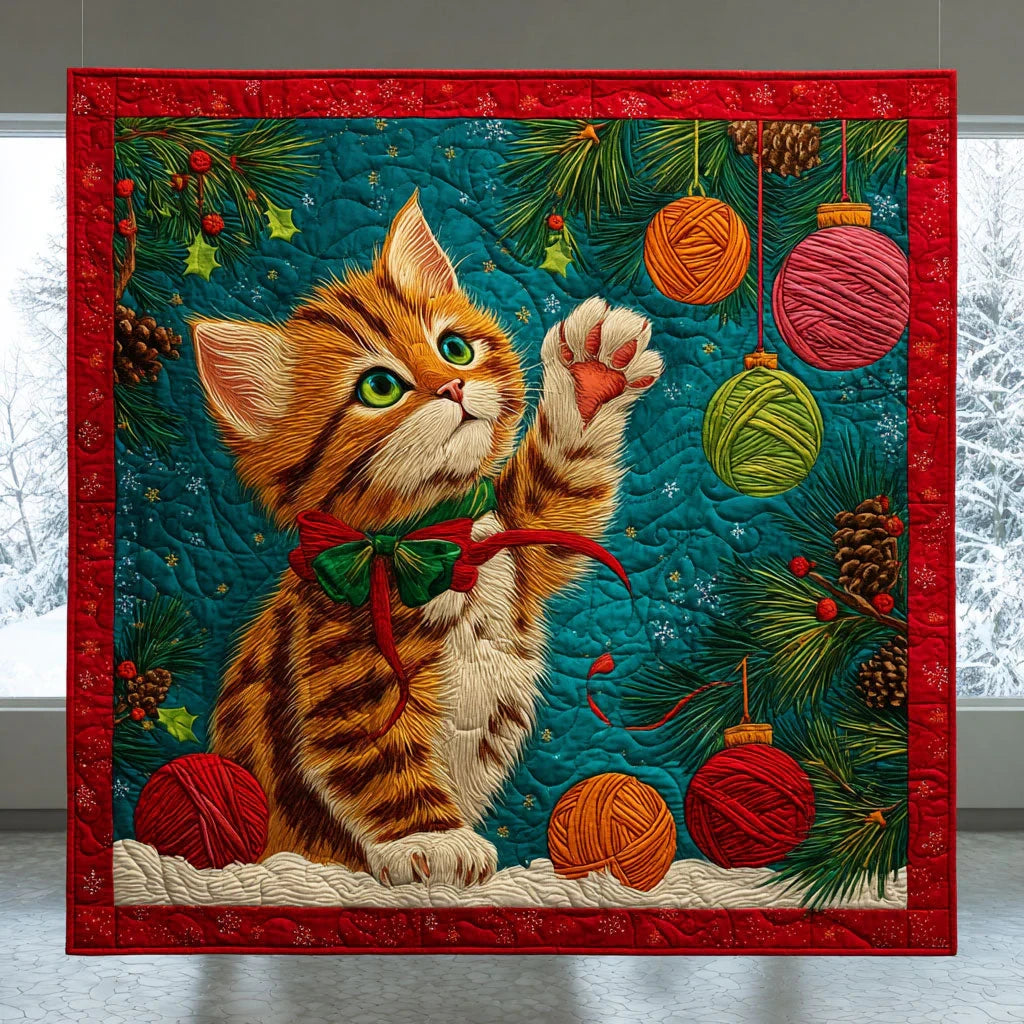 Curious Cat Quilt Blanket