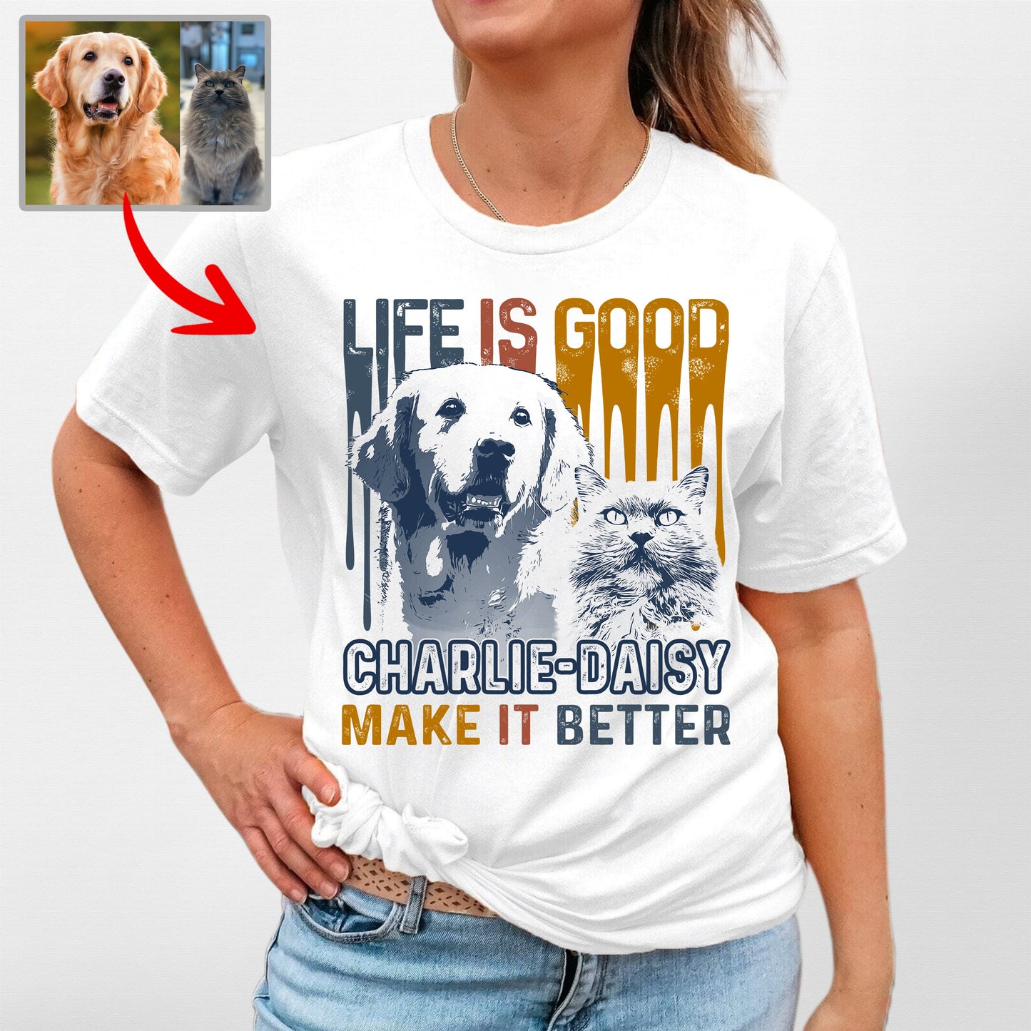 Custom Dog Bella Canvas T-Shirt for Dog Mom Life I, custom pet portrait gift for pet lovers (view 6)