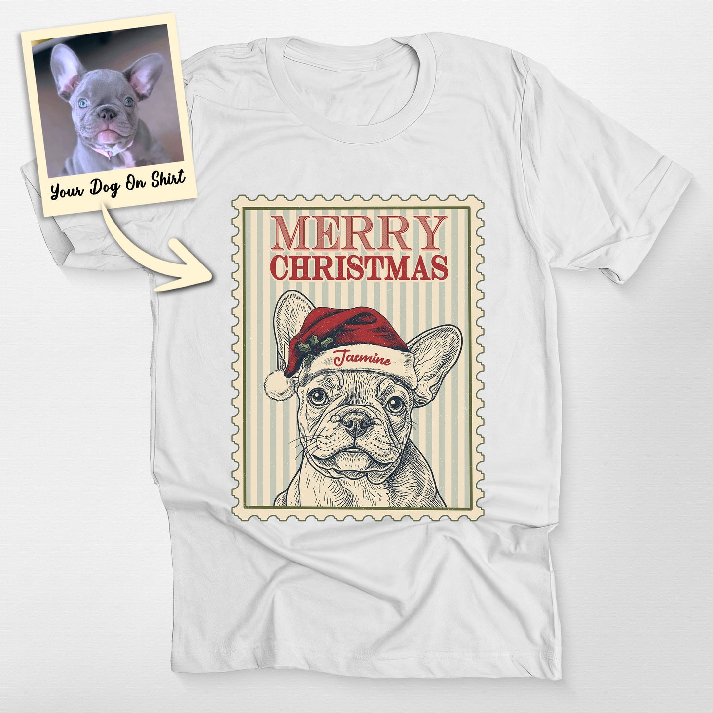 Custom French Bulldog Shirt Portage Stamp Bella Ca, custom pet portrait gift for pet lovers (view 5)