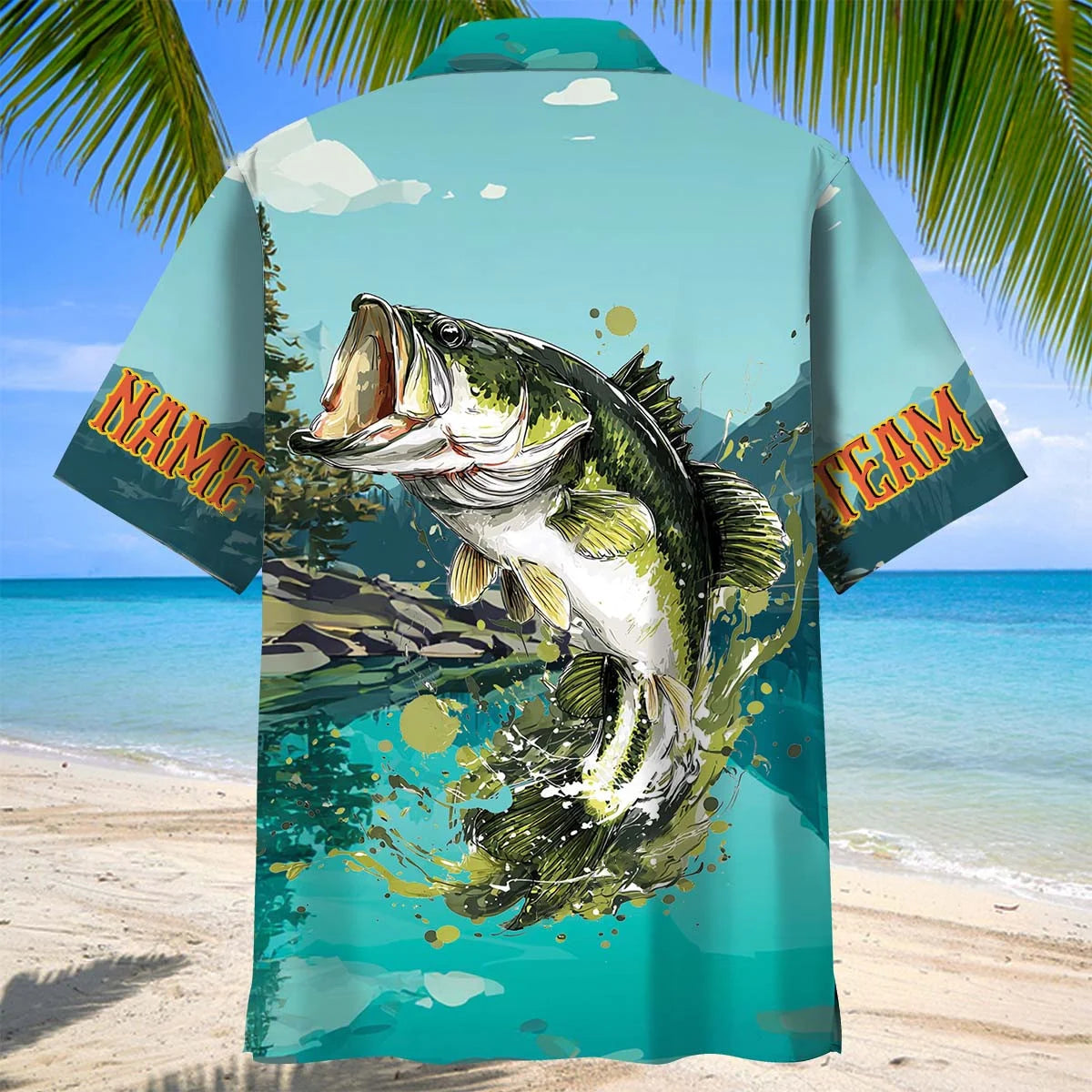 Custom Name Retro Largemouth Bass Fishing Hawaiian Shirt