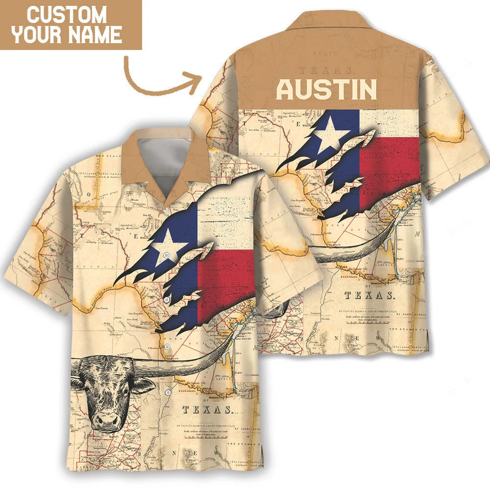 Custom Name Texas Vintage Hawaiian Shirt