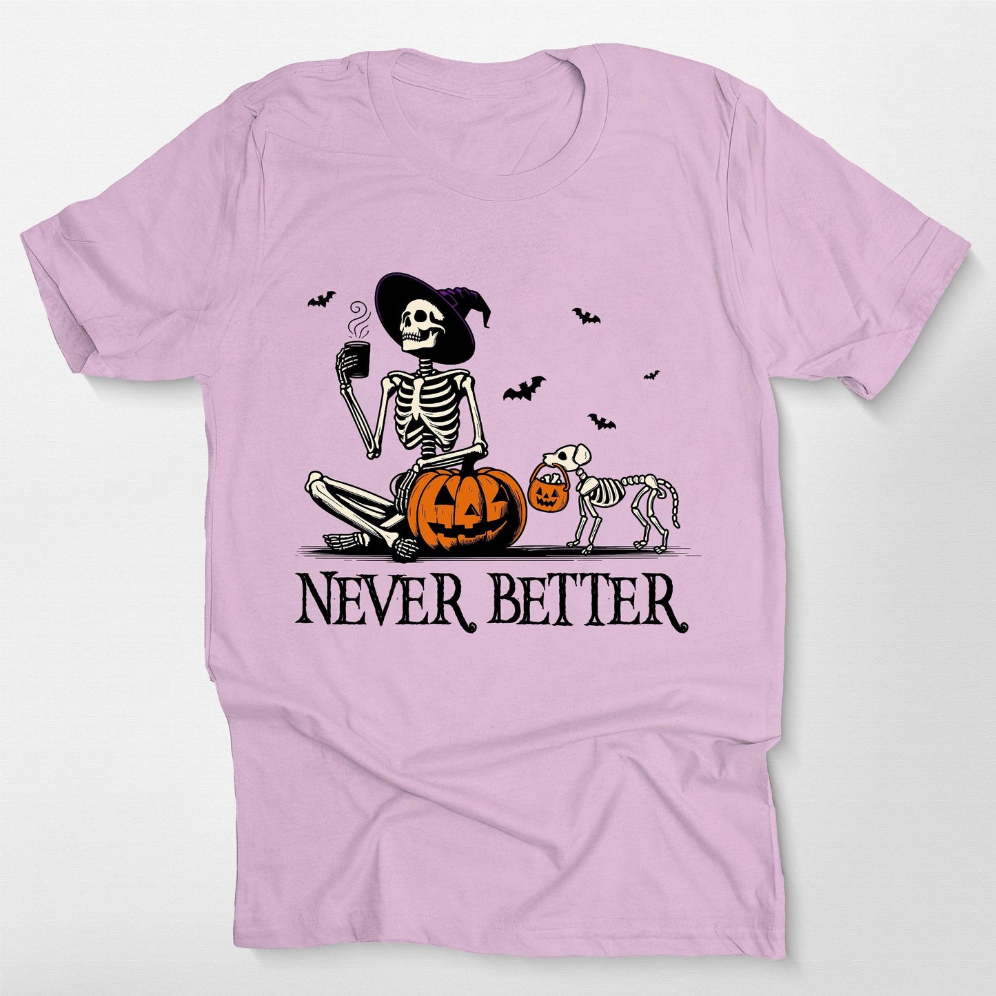 Custom Skeleton Pumpkin Dog Unisex T-Shirt, custom pet portrait gift for pet lovers (view 9)