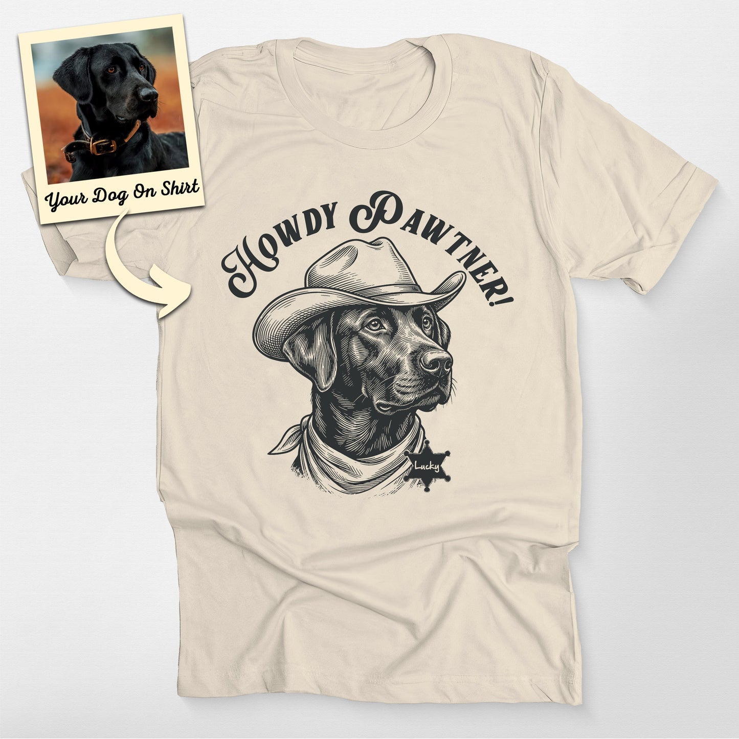 Customized Cowboy Dog T-Shirt, custom pet portrait gift for pet lovers (view 5)