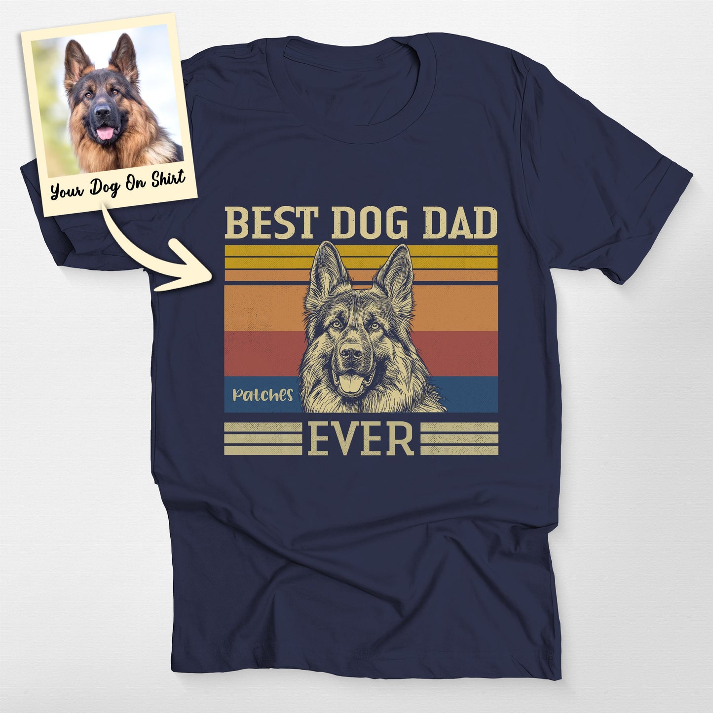 Customized German Shepherd Shirt Best Dog Dad Ever, custom pet portrait gift for pet lovers (view 5)