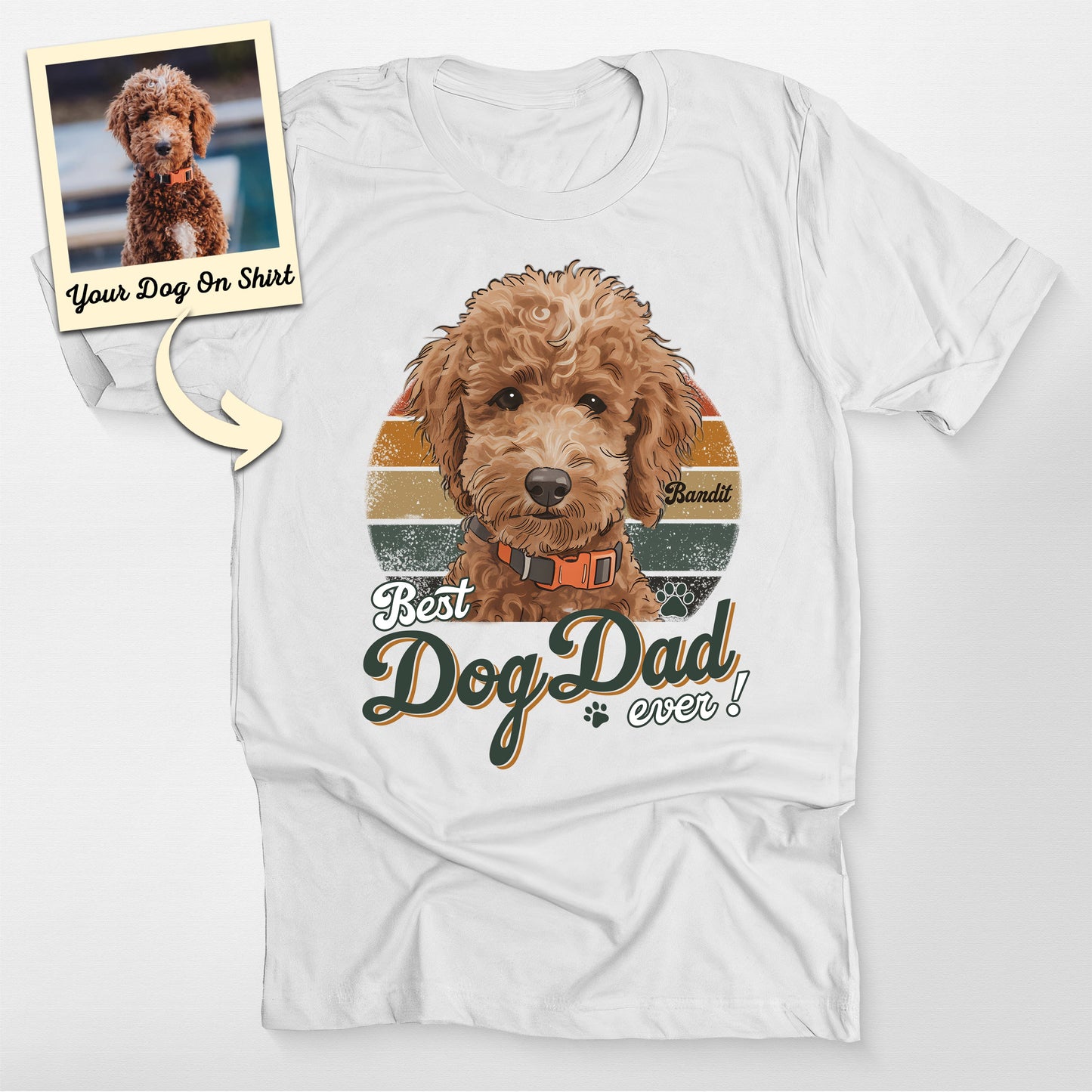 Customized Poodle Shirt Best Dog Dad Ever Bella Canvas, custom pet portrait gift for pet lovers (view 6)