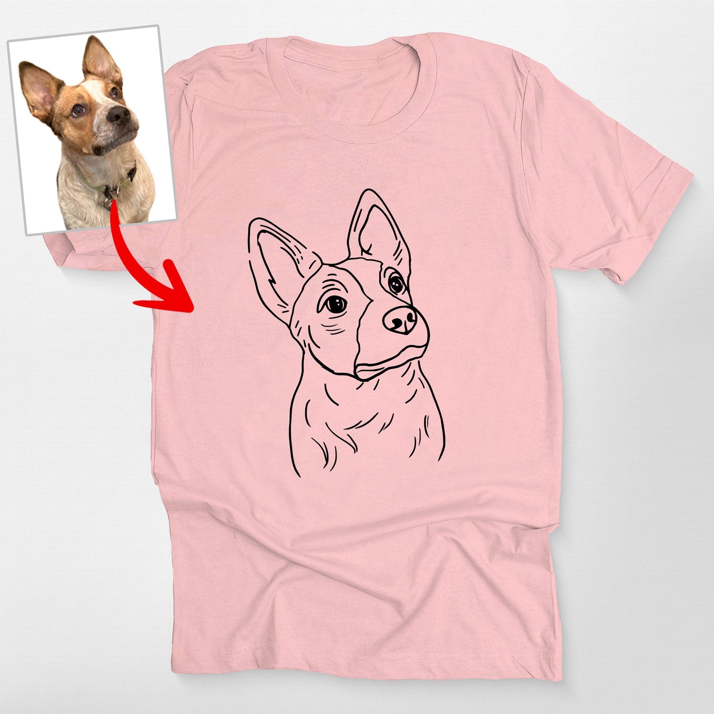 Cute Custom Outline Dog Portrait T-Shirt for Dog H, custom pet portrait gift for pet lovers (view 7)